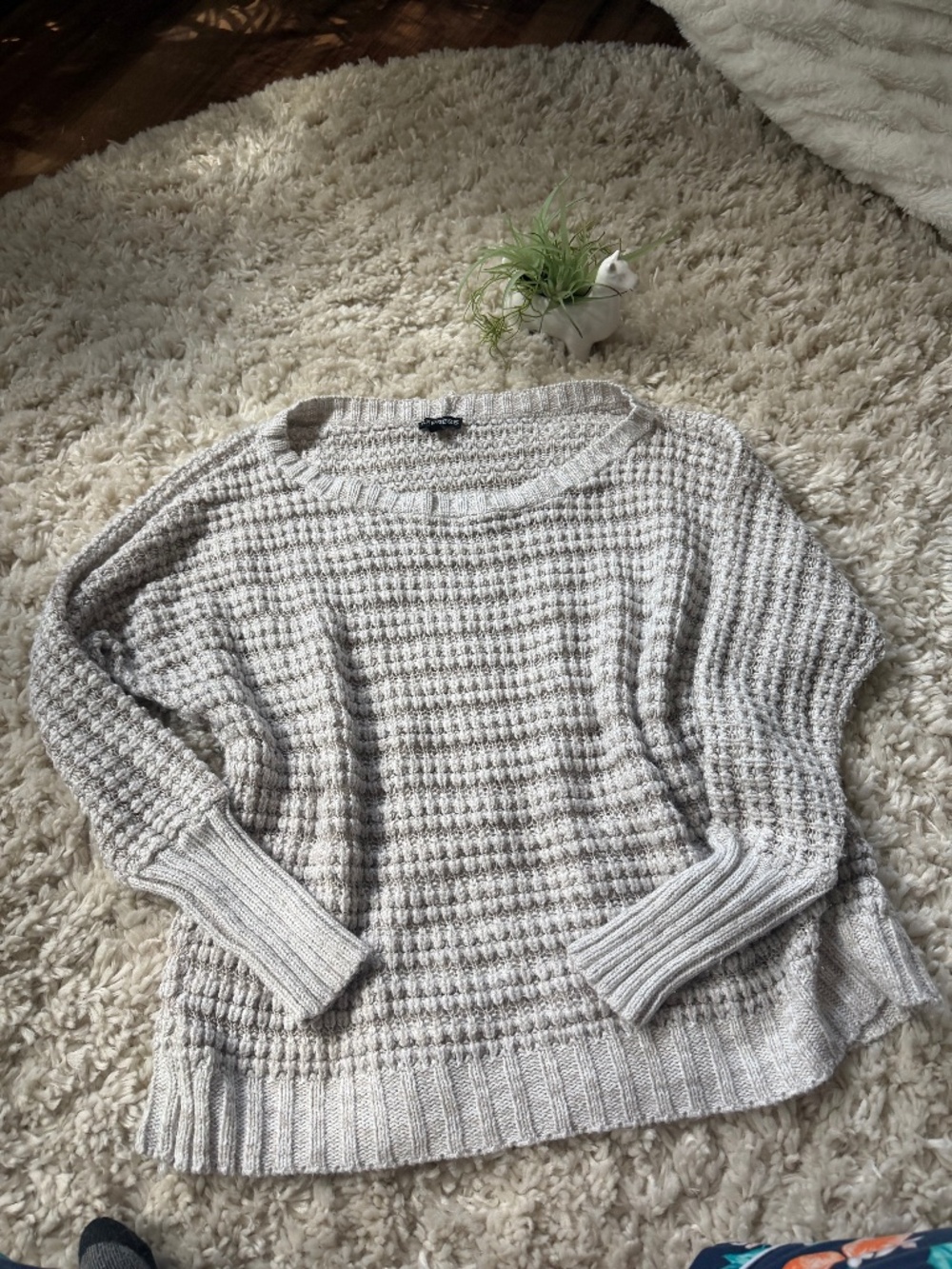 Cozy waffle knit crewneck Express Waffle Knit fall autumn cute Crewneck Sweater